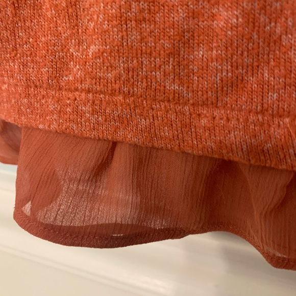 Women’s LC Lauren Conrad Medium Orange Sweater with Ruffle hem - Picture 5 of 6